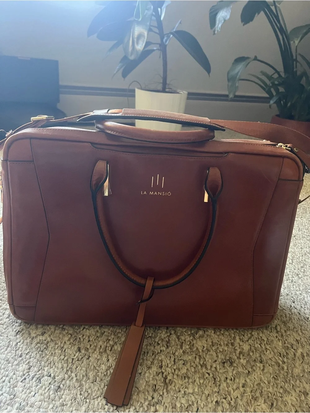 Cognac Leather Laptop Bag - Cognac